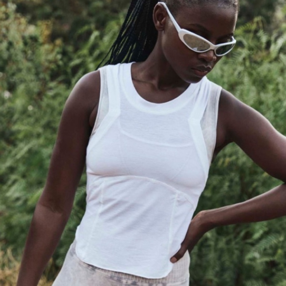 NWT Free People Women's FP Movement Silver Lining Tempo Tank. Size Medium.